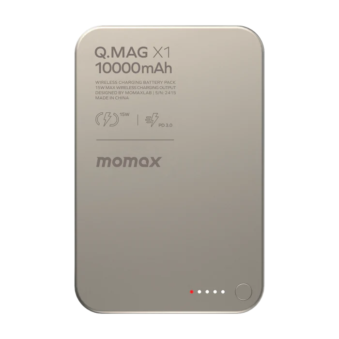 بطارية متنقلة لاسلكية Q.mag مغناطيسية X1 بسعة 10000 مللي أمبير من Momax | تيتانيوم طبيعي بطارية متنقلة لاسلكية Q.mag مغناطيسية X1 بسعة 10000 مللي أمبير من Momax | تيتانيوم طبيعي